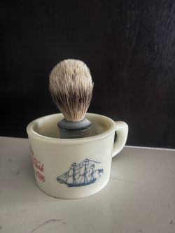 Vintage Old Spice Shaving Glass Mug & Boar Bristle Brush