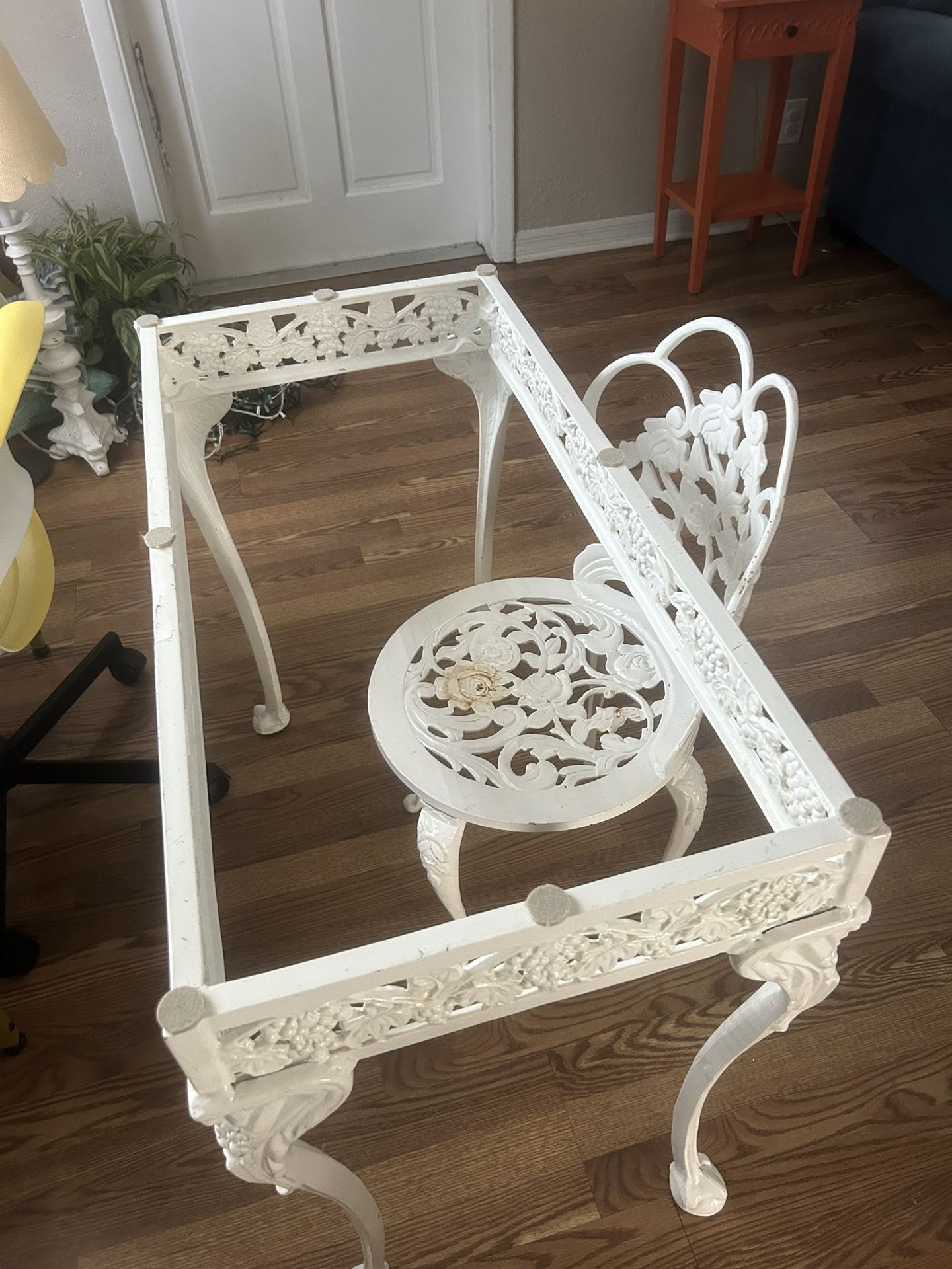 Weight Iron Desk And Chair. No Glass Top