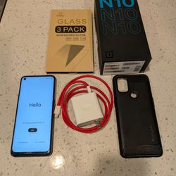 OnePlus 1+ Nord N10 5G 64gb Cell Phone T-Mobile 90hz screen 
Warp charger
Mr Shield extra protection has
Spigen case
Original box and manual
 
Dimensi