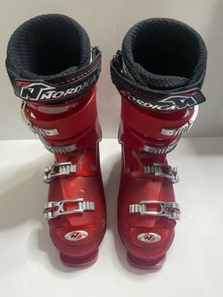 Nordica Ski Boots Red with Silver Buckles 325MM