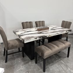 NEW 🍽️ Luxury Dining Table 4 Or 6 Chairs Included - Only $10 Down