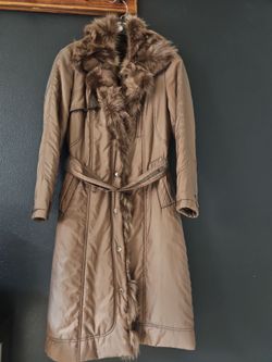 Women's real fox fur winter coat Metallic Brown