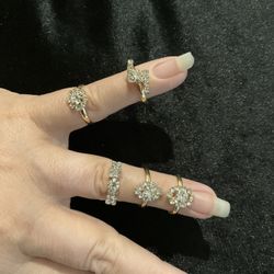 6 Beautiful Little Girl Kids Rings Adjustable 