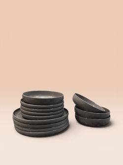 Safdie & Co. Alma 12 Piece Stoneware Dinner Set - Gray