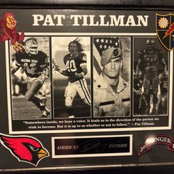 Pat Tillman Framed Tribute Shadow Box Arizona Cardinals Army Ranger Display