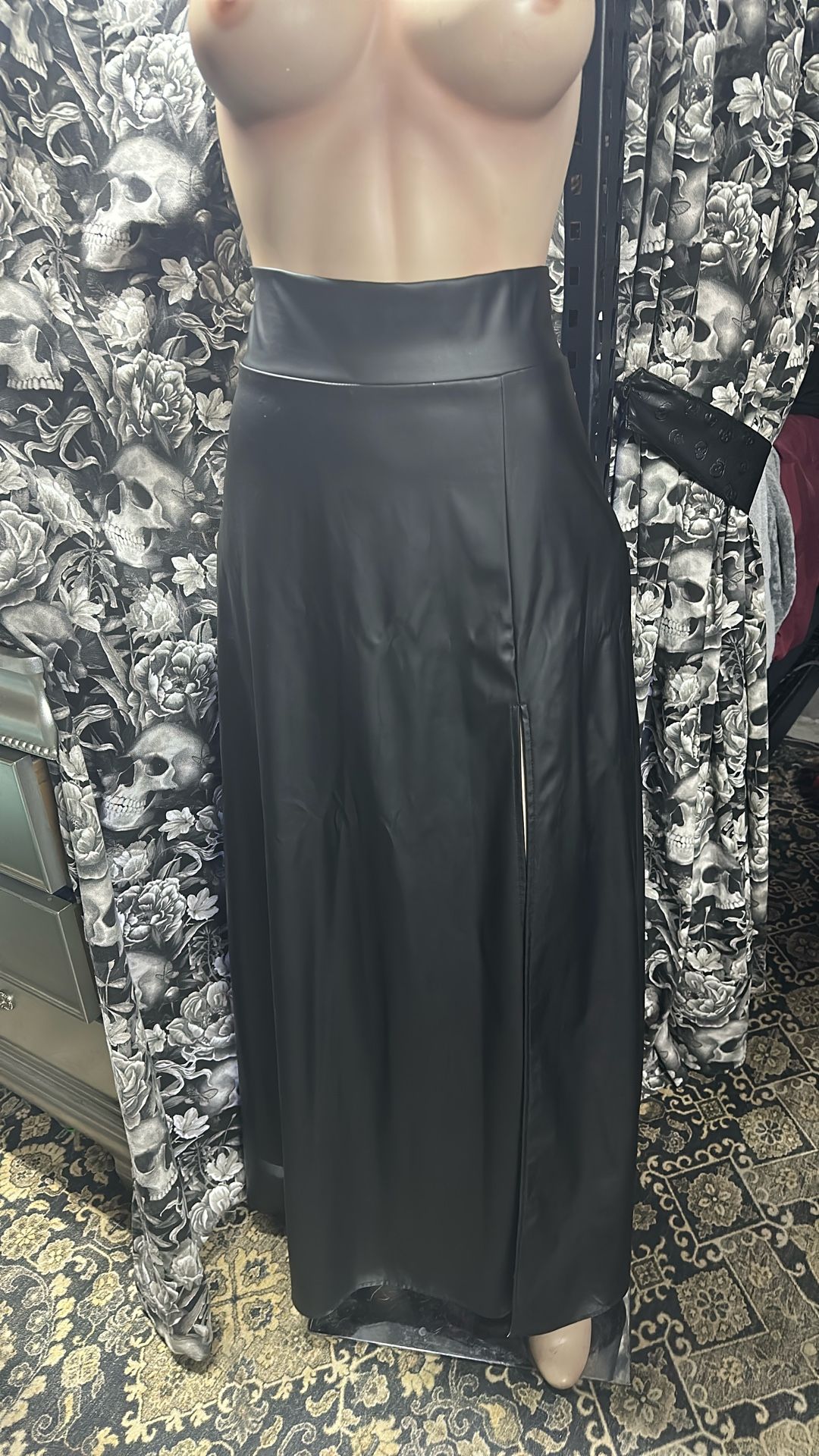 Black Faux Leather Skirt