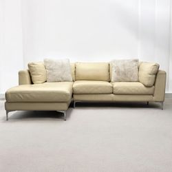 Design Within Reach Italian Leather Luxury Sofa with Left Chaise