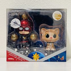 Hot Toys Cosbaby Disney Captain Marvel And Goose Set Limited Edition Velvet Hair Version  (limited to 2000)