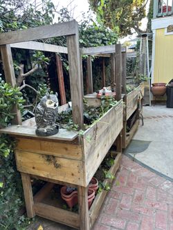 3 Garden Planters With Wheels & Hooks For Garden Tools