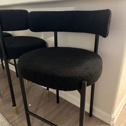 Black boucle Counter Stools (3)