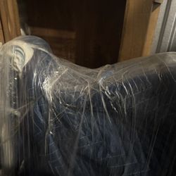 Cloud Blue & White Trundle Daybed w/ Mattresses (Wrapped & Clean)