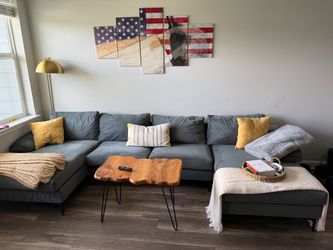 Modern Gray Modular Sectional Sofa with Coffee Table - Excellent Condition