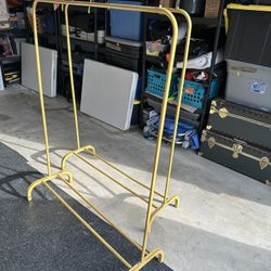 2x 43.3 Inches Garment Rack with Bottom Shelf Clothing Rack for Hanging Clothes Coats Skirts Shirts Sweaters Gold