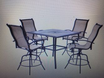 Mainstays Wesley creek 5 piece counter height dining set tan for