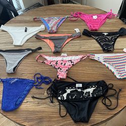 10 New Designer Swim Bikini Bottoms Size Small 