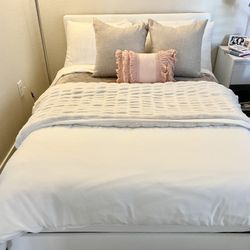 White Bed Frame + Mattress (full size) Bundle 