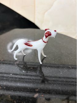 Vintage miniature white milk glass dog figurine
