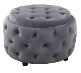 Storage Round Ottoman Steel Grey