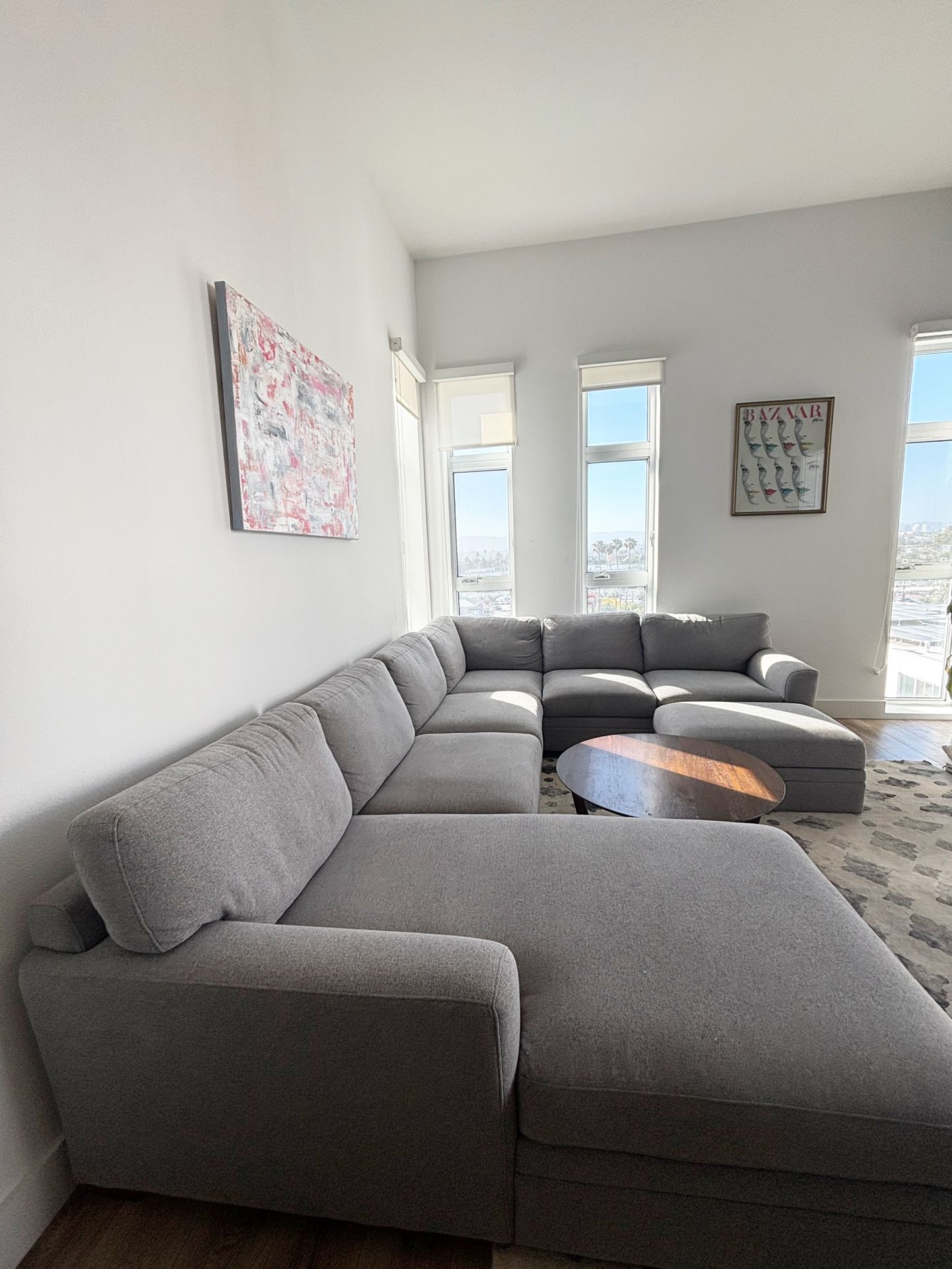 Large Grey Sectional & Ottoman