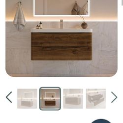 Tuscany 40" Rosewood Floating Modern Bathroom Vanity with Integrated Sink. Original Price $900