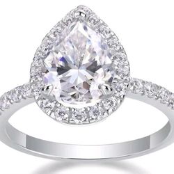 Elegant Sterling Silver Halo Engagement Ring (Size 6,7,8)