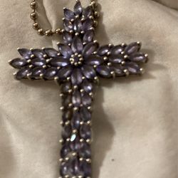 STERLING SILVER TANZANITE CRYSTAL HOLY CROSS!!