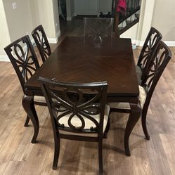 71” X 42” Table And 6 Chairs With Leaf