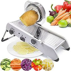 Mandoline Food Slicer with Waffle Fry Cutter, Adjustable Stainless