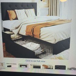 Full Bedframe With Headboard, and 4 Storage Drawers