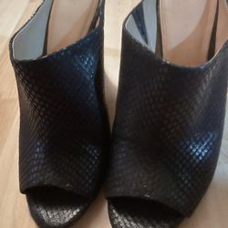 Calvin Klein Black Leather Heels Size 8