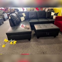 3 pc reversible livingroom sectional sofa with ottoman