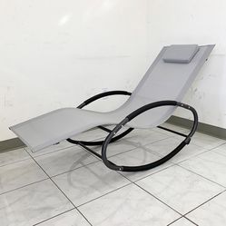BRAND NEW $45 Outdoor Rocking Zero Gravity Chair Patio Lounge Chair Recline Rocker for Backyard Pool w/ Pillow 