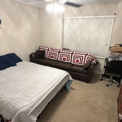Leather Couch W/ Matching Storage Ottoman