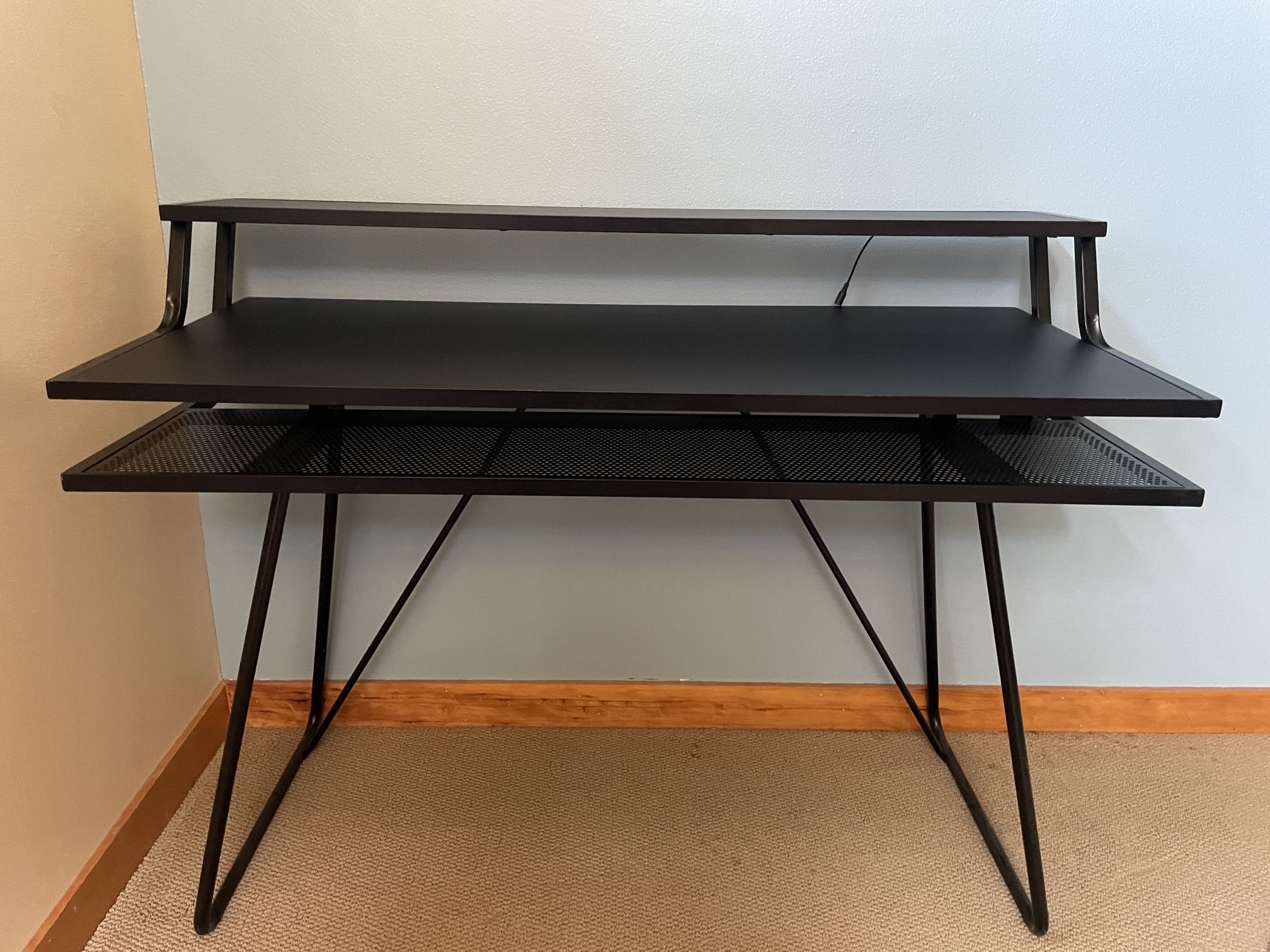 OSP Home Furnishings Glitch Battlestation Gaming Desk With Bluetooth LED Lights