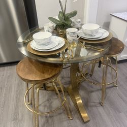 3 Stool Gold Dining Room Set