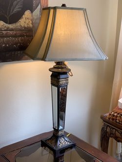37” X 18” Mirrored Brown Gold Accent Table Lamp
