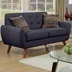 Brand New 60" Charcoal/Teal/Brown/Gray Linen Midcentury Modern Loveseat