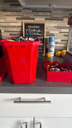 Bulk LEGO Pieces Lot with Red Storage Bins