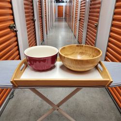 IKEA Kitchen Serving Set - Bamboo Bowl, Tray & Mixing Bowl