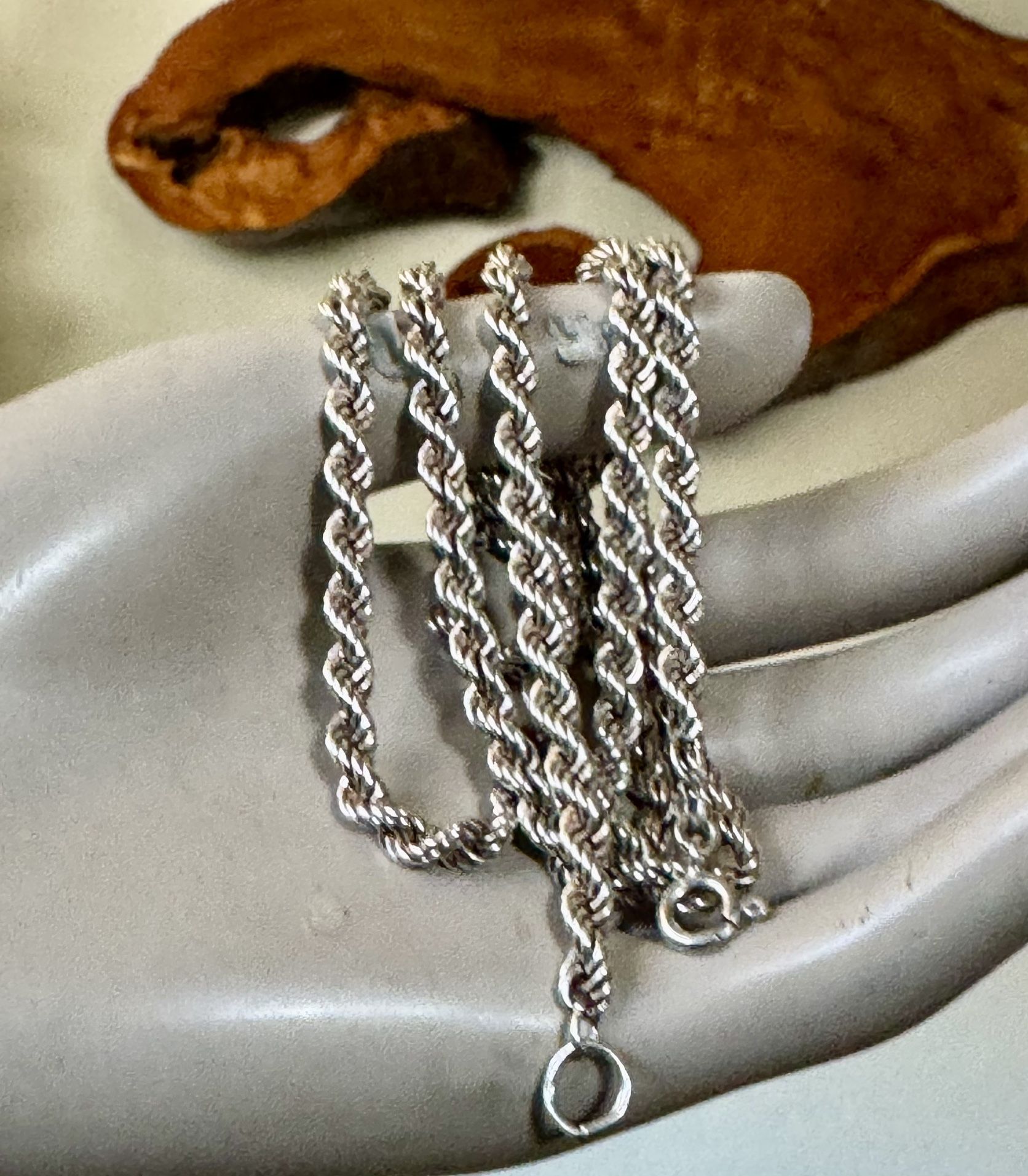 Sterling Silver 925  Diamond Cut Rope Necklace Size 28” x 5.39mm Wide  Weight 39.60 grams 