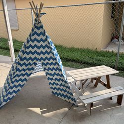 Tepee And Picnic Table For Kids 