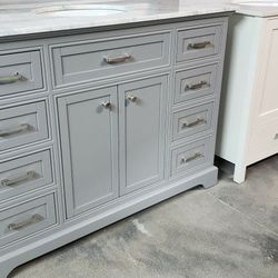 48 In Gray Bathroom Vanity Solid Wood With Quartz Top And Sink