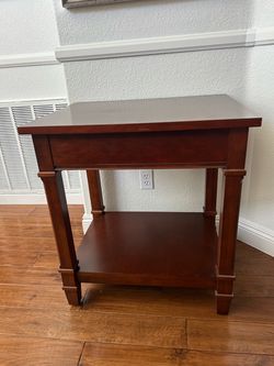 Cherry Wood Two-Tier Side Table
