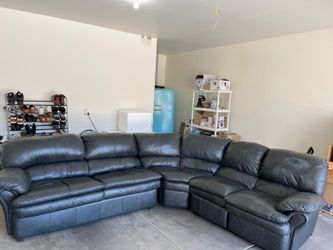 Black leather sofa