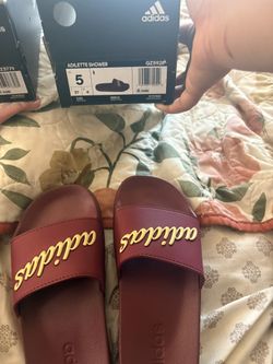 Burgundy Adidas Slides