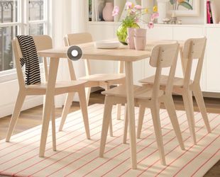 Table, 4 chairs, and bench