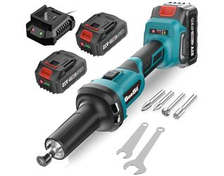 Seesii Cordless Die Grinder 6mm Collet, 3-Speed Max.25000RPM Electric Die Grinder w/2x4.0Ah Battery&Fast Charger, Brushless Power Die Grinder w/4 Grin