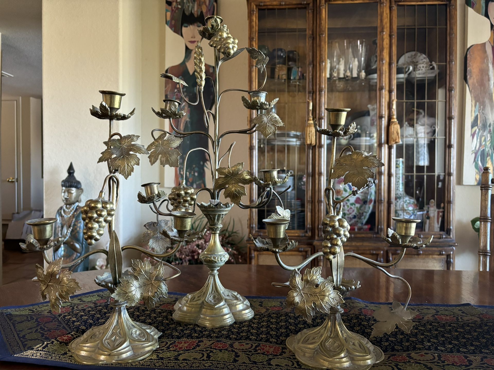 Antique French Brass Altar Candelabras – Early 1900s