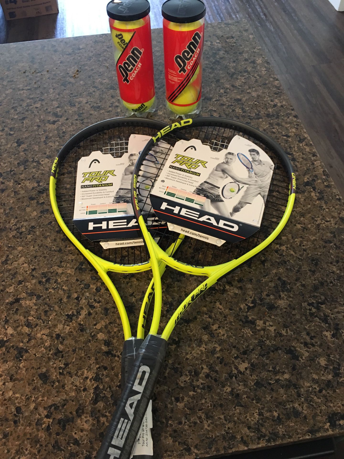 2 Brand New Tennis Rackets + 6 Balls