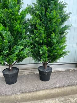 Faux 4' UV Resistant Cedar Tree Indoor and Outdoor, 2 in a pack. Open box. Price per box.